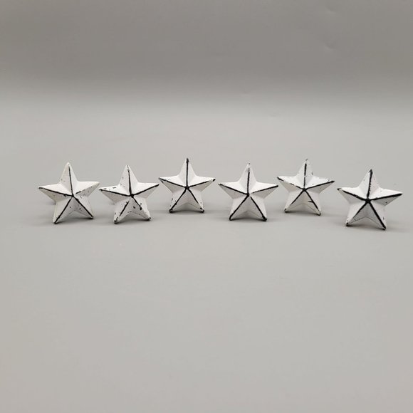 Cast Iron Stars Drawer Knobs Antiqued White Finish Set of 6 - Picture 2 of 5